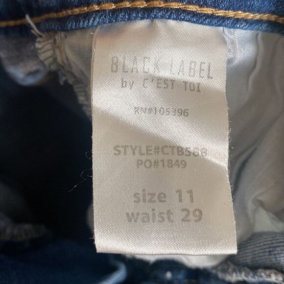 Black Label-distressed jeans medium blue wash-cropped ankle- stretchy- size 29 - Picture 9 of 10